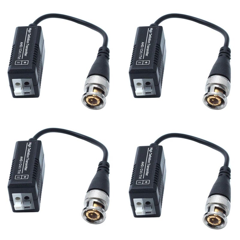 Sscon 4pcs High Definition Passive Video Transmitter for Camera System Male BNC to UTP CAT 5/5e/6 Cable - Image 1